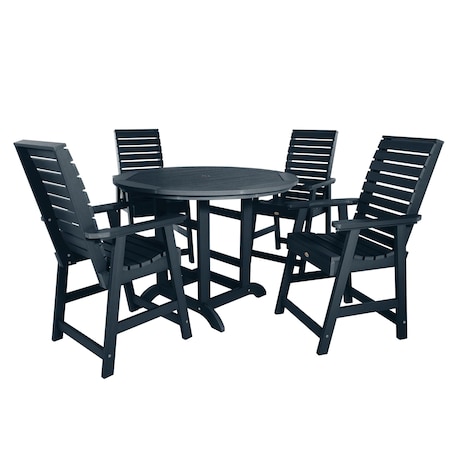 Highwood Usa Weatherly 5pc Round Counter Height Outdoor Patio Furniture Dining Set AD-CNW48-FBE